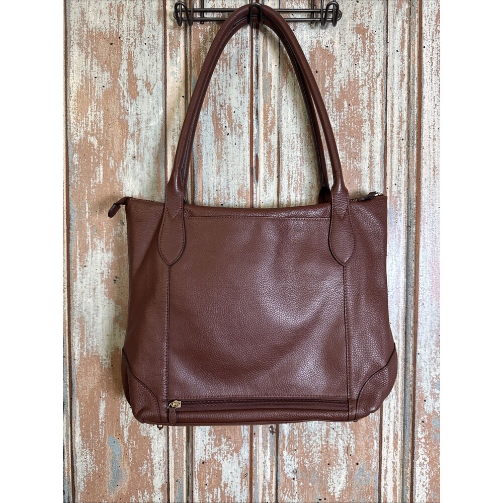 LODIS Large Brown 100% Pebble Leather Exterior - Polyester Inside Shoulder Bag - Picture 6 of 13